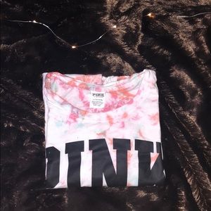 P I N K Long Sleeve Tie Dye Crop Top
